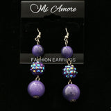 Mi Amore Dangle-Earrings Silver-Tone/Purple