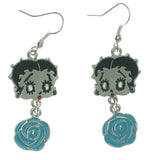 Silver-Tone & Multi Colored Cartoon Metal Dangle-Earrings