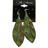 Mi Amore Leaf Dangle-Earrings Silver-Tone/Green
