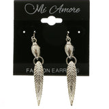 Mi Amore Feather Dangle-Earrings Silver-Tone