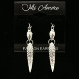 Mi Amore Feather Dangle-Earrings Silver-Tone