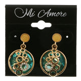 Mi Amore Blue Acrylic Gem Dangle-Earrings Gold-Tone/Blue