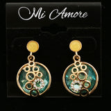 Mi Amore Blue Acrylic Gem Dangle-Earrings Gold-Tone/Blue