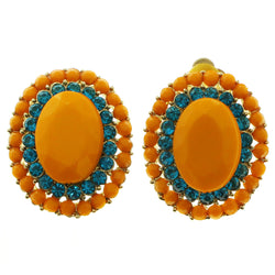 Mi Amore Blue Crystals Clip-On-Earrings Gold-Tone/Orange