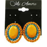 Mi Amore Blue Crystals Clip-On-Earrings Gold-Tone/Orange