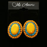 Mi Amore Blue Crystals Clip-On-Earrings Gold-Tone/Orange