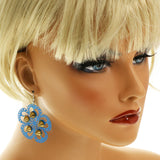 Mi Amore Gold Spikes Dangle-Earrings Silver-Tone/Blue