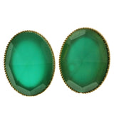 Mi Amore Green Acrylic Gem Post-Earrings Gold-Tone/Green