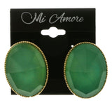 Mi Amore Green Acrylic Gem Post-Earrings Gold-Tone/Green