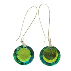 Mi Amore Green Acrylic Gem Dangle-Earrings Silver-Tone/Green