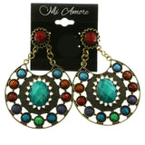 Mi Amore Multi Colored Stones Dangle-Earrings Bronze-Tone/Multicolor
