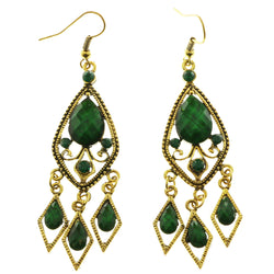 Mi Amore Green Crystals Dangle-Earrings Gold-Tone/Green