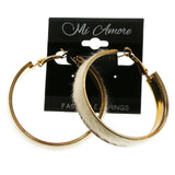 Mi Amore Fuzzy Accented Hoop-Earrings Gold-Tone