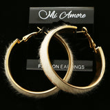 Mi Amore Fuzzy Accented Hoop-Earrings Gold-Tone