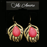 Mi Amore Pink Acrylic Gem Dangle-Earrings Gold-Tone/Pink