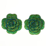 Mi Amore Flower   Post-Earrings Silver-Tone/Green