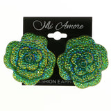 Mi Amore Flower   Post-Earrings Silver-Tone/Green