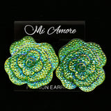 Mi Amore Flower   Post-Earrings Silver-Tone/Green