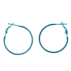 Blue Metal Hoop-Earrings