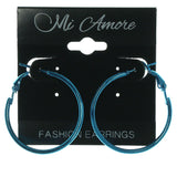 Blue Metal Hoop-Earrings