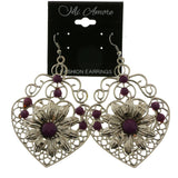 Mi Amore Purple Acrylic Gems Dangle-Earrings Silver-Tone/Purple