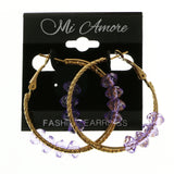 Mi Amore PUrple Acrylic Bead Hoop-Earrings Gold-Tone/Purple