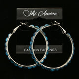 Mi Amore Blue Acrylic Gem Hoop-Earrings Silver-Tone/Blue