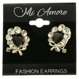 Mi Amore Bow Post-Earrings Silver-Tone/Black