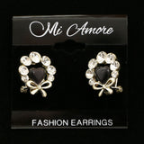 Mi Amore Bow Post-Earrings Silver-Tone/Black