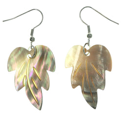 Brown Plastic Leaf Shaped Dangle-Earrings