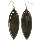 Brown & Gold-Tone Metal Dangle-Earrings