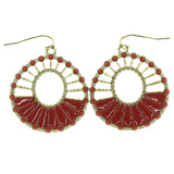 Gold-Tone & Red Metal Dangle-Earrings