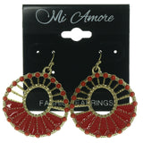 Gold-Tone & Red Metal Dangle-Earrings