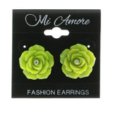 Mi Amore Crystal Accent Post-Earrings Green