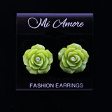 Mi Amore Crystal Accent Post-Earrings Green