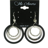 Mi Amore Crystal Accent Dangle-Earrings Silver-Tone/Black