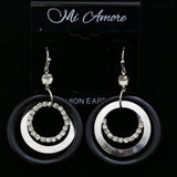 Mi Amore Crystal Accent Dangle-Earrings Silver-Tone/Black
