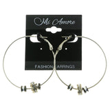 Mi Amore Crystal Ring Accent Hoop-Earrings Silver-Tone/Black