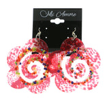 Mi Amore Acrylic-Encased Fabric Flower Dangle-Earrings Red & Multicolor