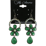 Mi Amore AB Crystal Accent Drop-Dangle-Earrings Silver-Tone/Green
