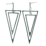 Silver-Tone Metal Triangle Dangle-Earrings