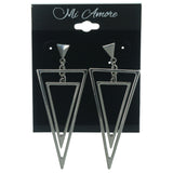 Silver-Tone Metal Triangle Dangle-Earrings