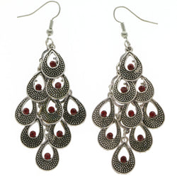 Mi Amore Drop-Dangle-Earrings Silver-Tone/Red