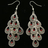 Mi Amore Drop-Dangle-Earrings Silver-Tone/Red