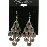 Mi Amore Drop-Dangle-Earrings Silver-Tone/Red