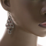 Mi Amore Drop-Dangle-Earrings Silver-Tone/Red