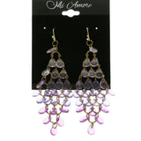 Mi Amore Drop-Dangle-Earrings Purple/Gold-Tone