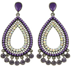 Mi Amore Drop-Dangle-Earrings Purple/Silver-Tone