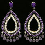 Mi Amore Drop-Dangle-Earrings Purple/Silver-Tone