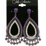 Mi Amore Drop-Dangle-Earrings Purple/Silver-Tone